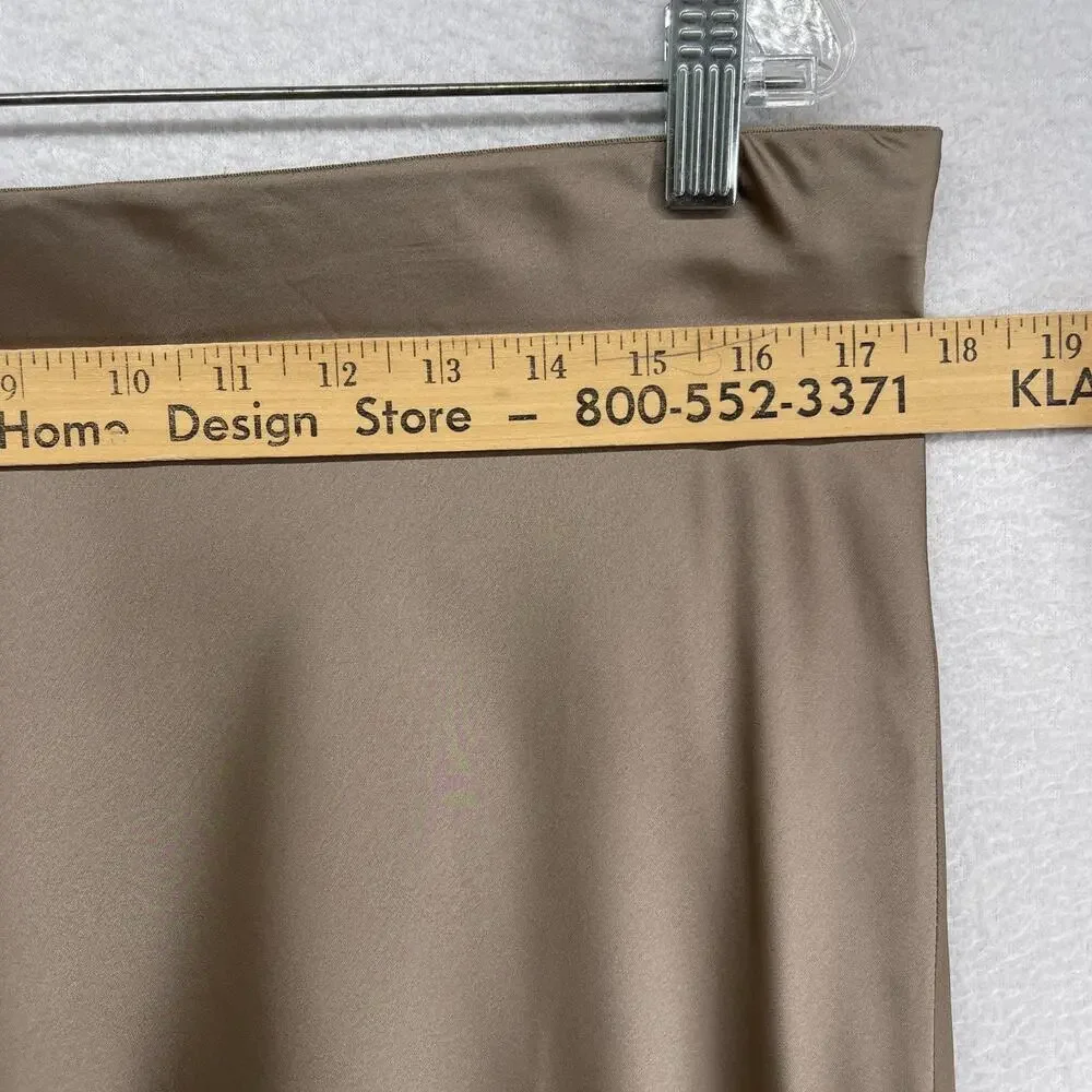 J.CREW Skirt L Gwyneth Slip Satin Bias A-Line Midi High Waist Taupe Beige